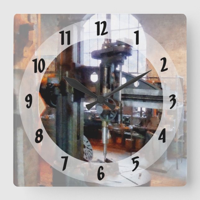 Drill Press Near Window Square Wall Clock (Front)