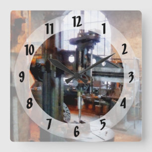 Drill Press Near Window Square Wall Clock
