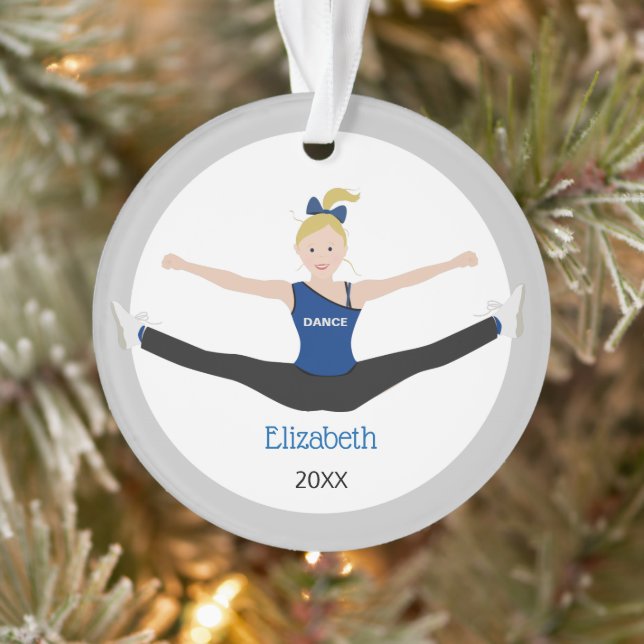 Drill Team Blonde Athlete In Blue And Black Ornament (Tree)