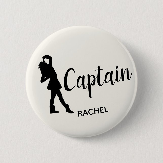 Drill Team Captain Personalised 6 Cm Round Badge (Front)