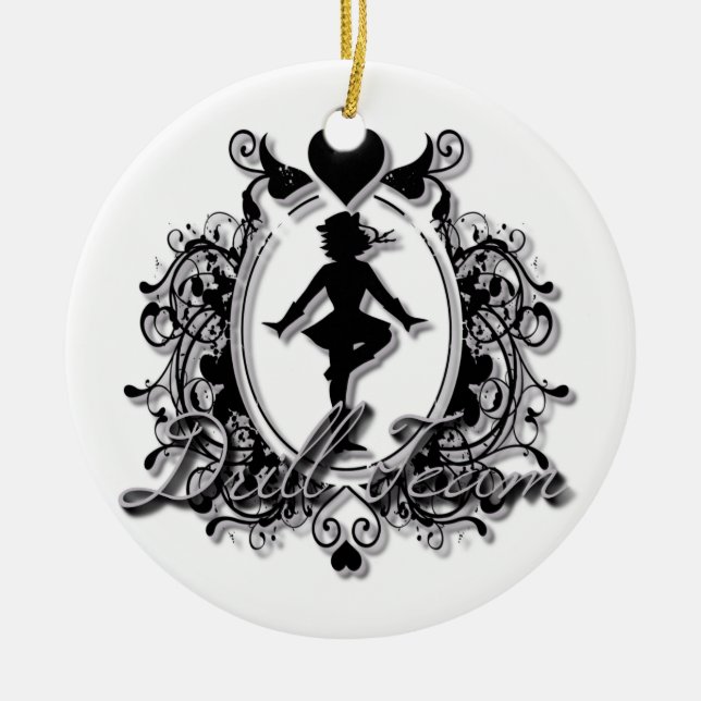Drill Team Girl in a Heart Frame Ceramic Tree Decoration (Front)