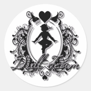 Drill Team Girl in a Heart Frame Classic Round Sticker
