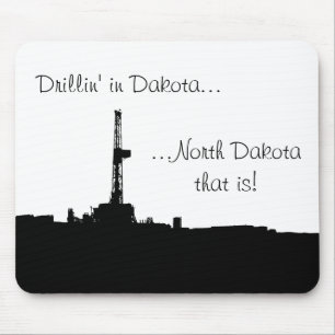 Drillin' in Dakota (Black & White Silhouette) Mouse Mat