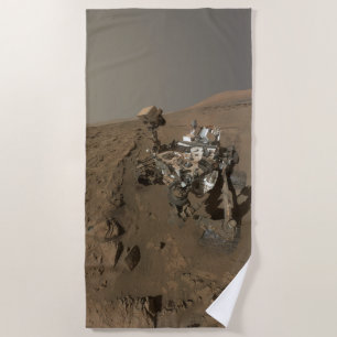 Drilling Mars Curiosity Red Martian Landscape Beach Towel