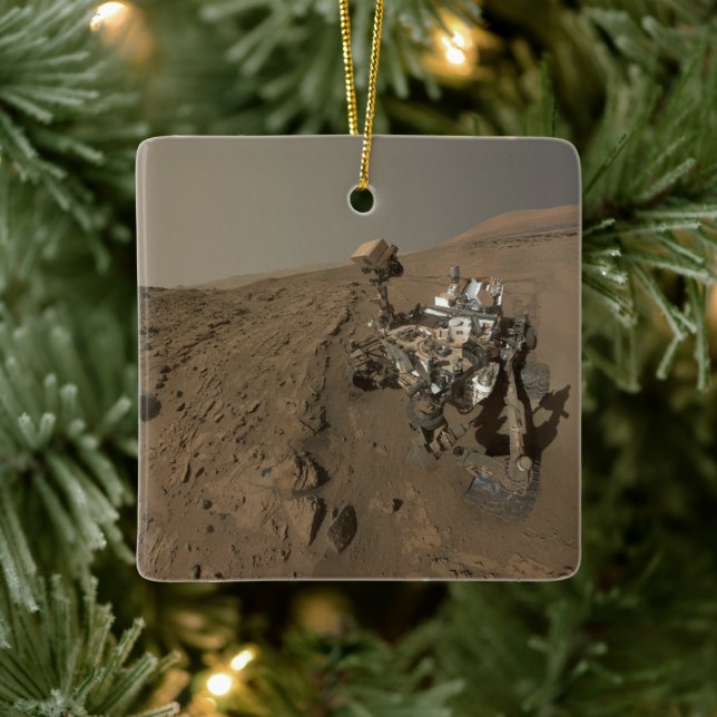 Drilling Mars Curiosity Red Martian Landscape Ceramic Ornament (Tree)