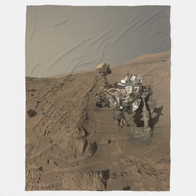 Drilling Mars Curiosity Red Martian Landscape Fleece Blanket (Front)