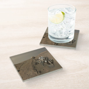 Drilling Mars Curiosity Red Martian Landscape Glass Coaster