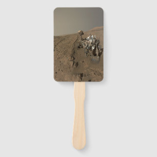Drilling Mars Curiosity Red Martian Landscape Hand Fan