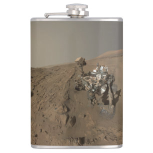 Drilling Mars Curiosity Red Martian Landscape Hip Flask