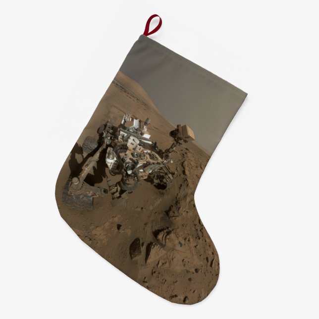 Drilling Mars Curiosity Red Martian Landscape Large Christmas Stocking (Front (Hanging))