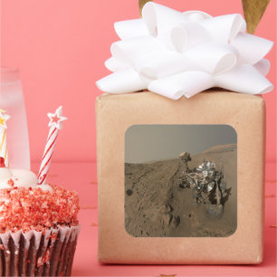 Drilling Mars Curiosity Red Martian Landscape Square Sticker