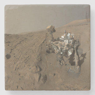 Drilling Mars Curiosity Red Martian Landscape Stone Coaster
