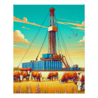 Drilling Rig and Herford Cattle 