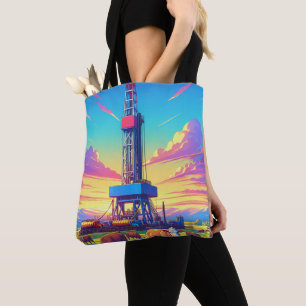 Drilling Rig and Herford Cattle  Tote Bag