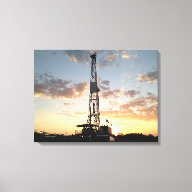 Drilling Rig at Sunset Canvas Print (Front)
