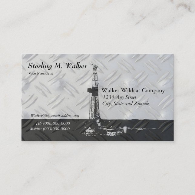 Drilling Rig Silhouette Business Card (Front)