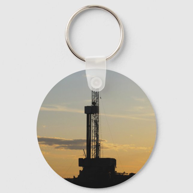 Drilling Rig Silhouette Key Ring (Front)