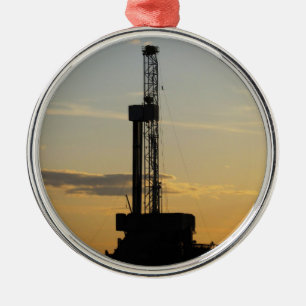 Drilling Rig Silhouette Metal Tree Decoration