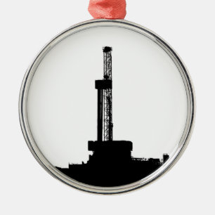 Drilling Rig Silhouette Metal Tree Decoration
