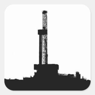 Drilling Rig Silhouette Square Sticker