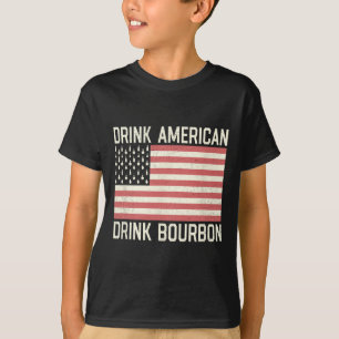 Drink American Bourbon Bottles American Usa Flag  T-Shirt