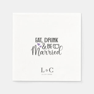 Drink Be Married Gay Couple Monogram Wedding Napkin