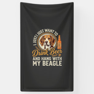 Drink Beer Beagle Dog Craft Ale Bottle Hops Banner