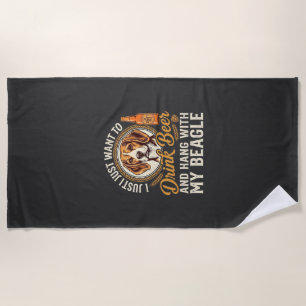 Drink Beer Beagle Dog Craft Ale Bottle Hops Beach Towel