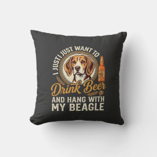 Drink Beer Beagle Dog Craft Ale Bottle Hops Cushion