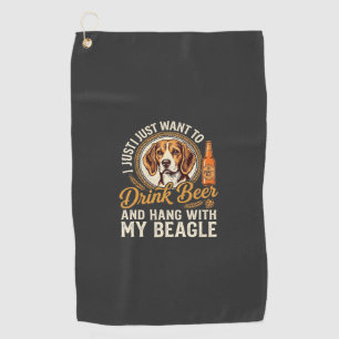 Drink Beer Beagle Dog Craft Ale Bottle Hops Golf Towel