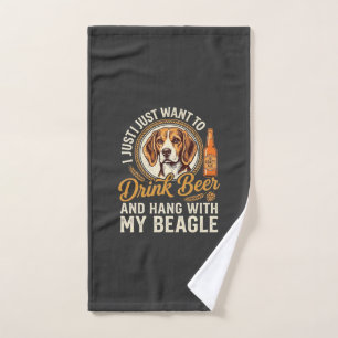 Drink Beer Beagle Dog Craft Ale Bottle Hops Hand Towel