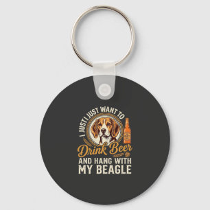 Drink Beer Beagle Dog Craft Ale Bottle Hops Key Ring