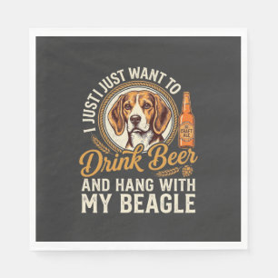 Drink Beer Beagle Dog Craft Ale Bottle Hops Napkin
