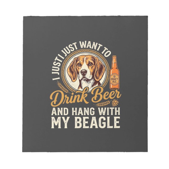 Drink Beer Beagle Dog Craft Ale Bottle Hops Notepad (Front)