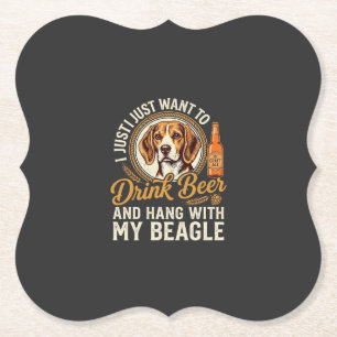 Drink Beer Beagle Dog Craft Ale Bottle Hops Paper Coaster