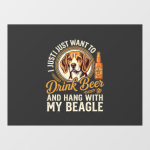 Drink Beer Beagle Dog Craft Ale Bottle Hops Window Cling