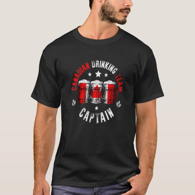 Drink Beer Can Canada Flag  Drinking Canadian Team T-Shirt (Front)