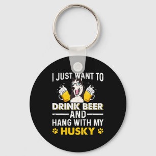 Drink Beer Hang With My Husky Tshirt Gift Dog Bee Key Ring