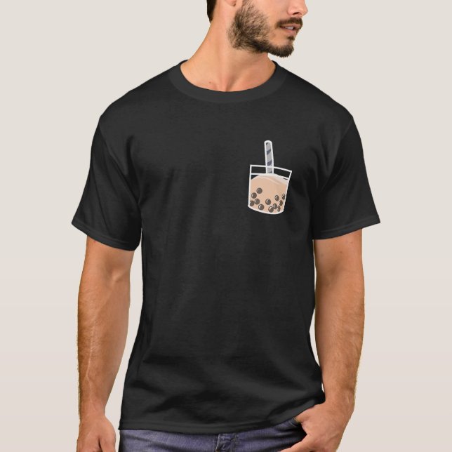 Drink Boba Tea Anytime - Boba Tea Fake Pocket T-Shirt (Front)