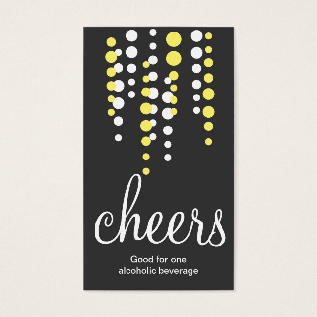 Drink bubbles cheers cocktail beverage ticket grey (Front)