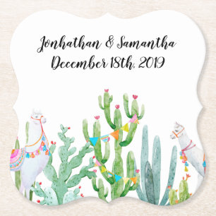 Drink Coasters Boho Llama Bohemian Cacti Desert Fl
