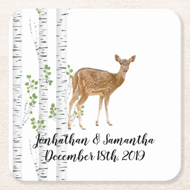 Drink Coasters Deer Doe Buck Woodland Hunting (Front)