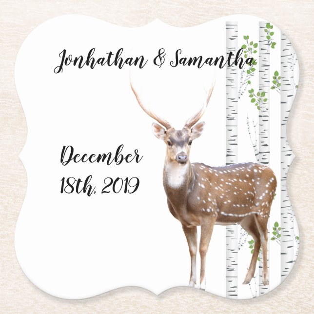 Drink Coasters Geometric Deer Doe Woodland Buck La (Front)