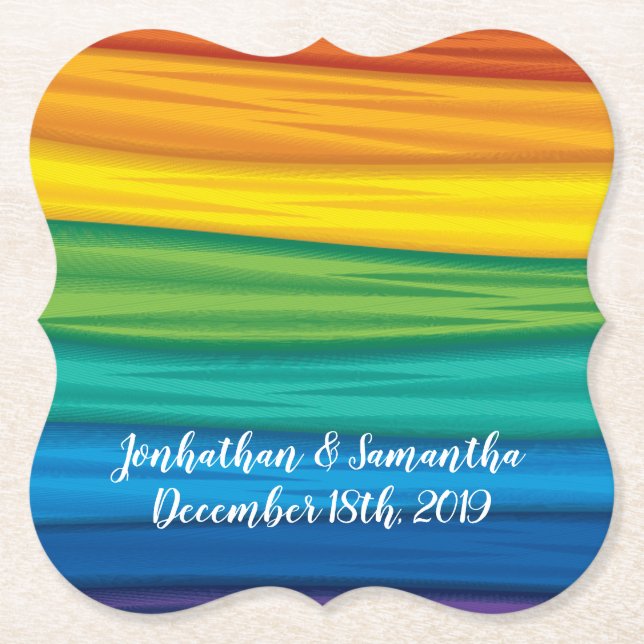 Drink Coasters lgbtq rainbow flag lesbian gay bise (Front)