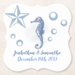 Drink Coasters Seahorse Sea Ocean Beach<br><div class="desc">These drink coasters are perfect for any couple to have at their reception for their guests to give them some where to put their drinks! It is fully customizable in both BACKGROUND color and font colors. Simply use the easy to navigate system to change your font colors and background color...</div>