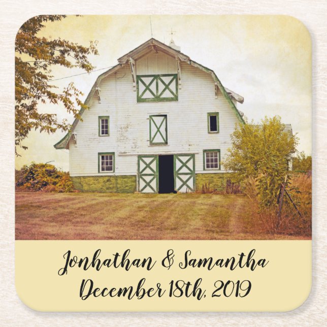 Drink Coasters Sunset Barn Country Rustic Field Ha (Front)