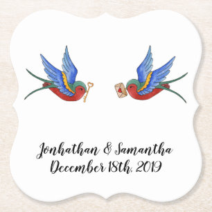 Drink Coasters Traditional Bird Tattoo Sparrow bir