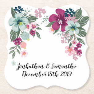 Drink Coasters Tropical Flower on White