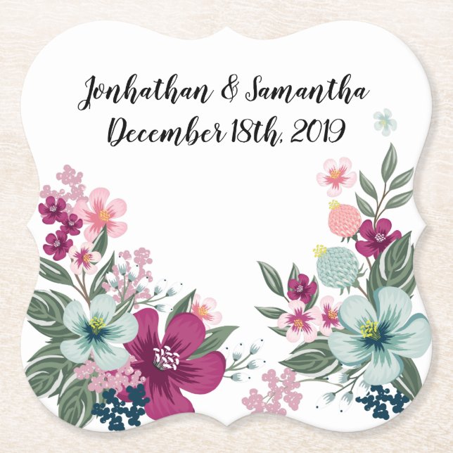 Drink Coasters Tropical Flower on White (Front)