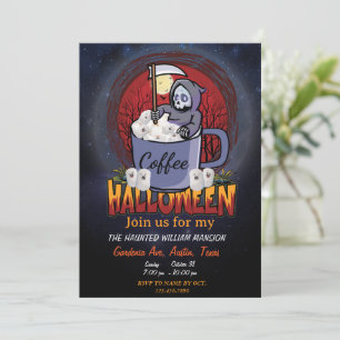 Drink Coffee And Be Scary Halloween Party  Invitation